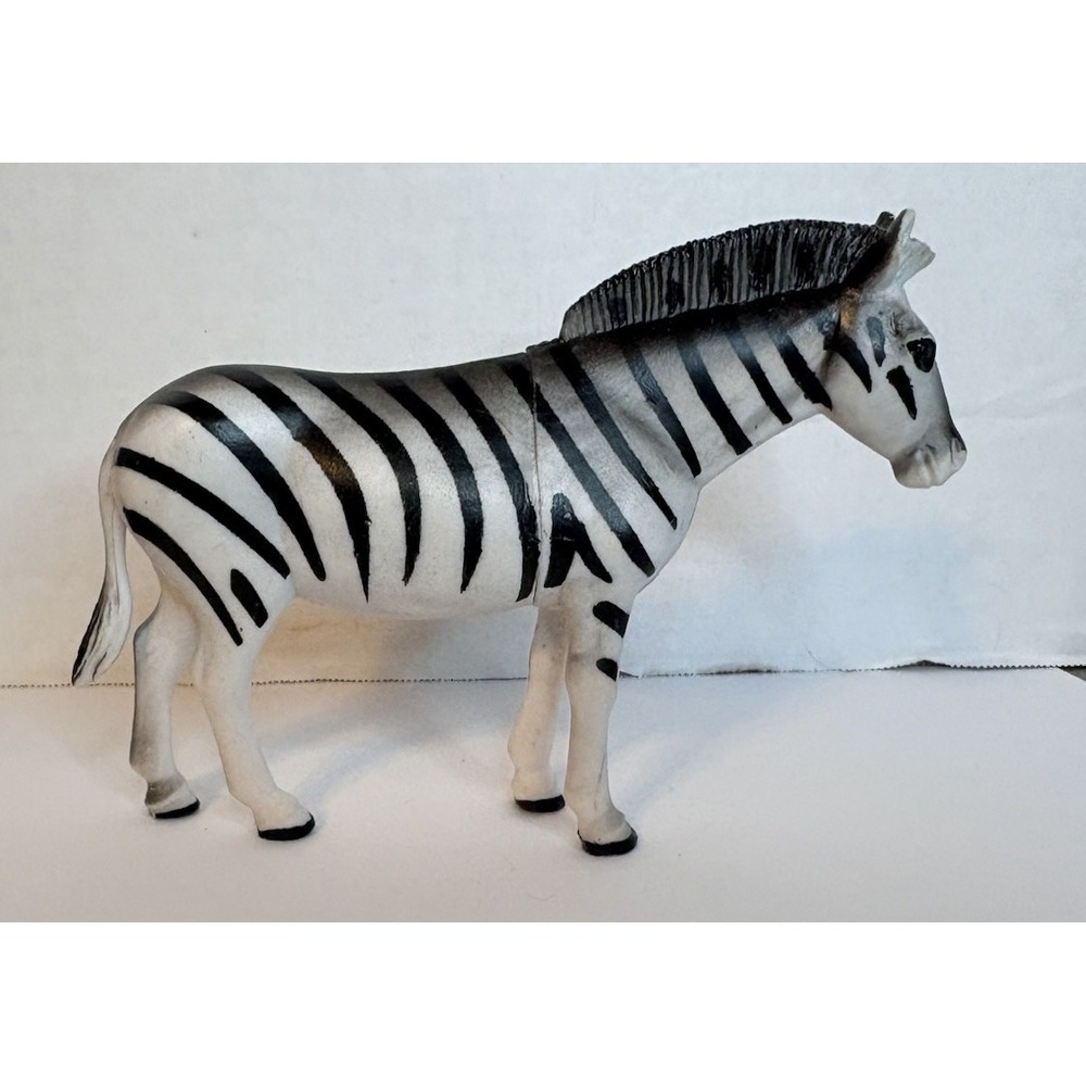 Vintage Plastic Zebra Figurine Toy Wild African Safari Animal Cake Topper